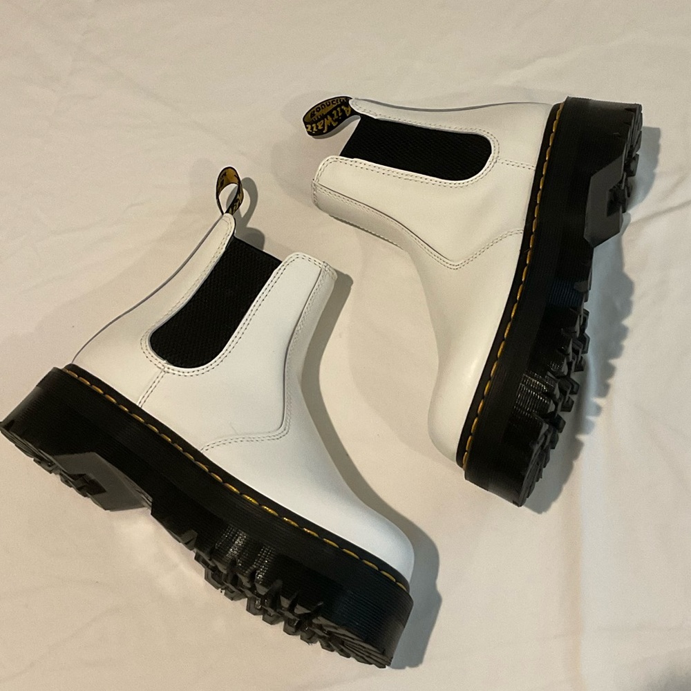 Dr. Martens 2976 Quad Platform White Chelsea Boots
